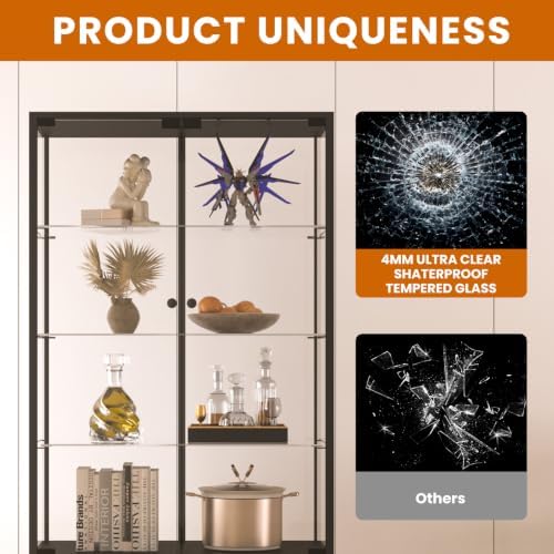 LFT HUIMEI2Y 4-Tier Glass Display Cabinet, Iron Frame Display Case - Image 4