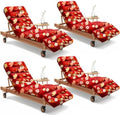 Outdoor Lounge Chair Cushions Set of 4 Waterproof 75.1x22.8x4.7" Red Peony by Uthem