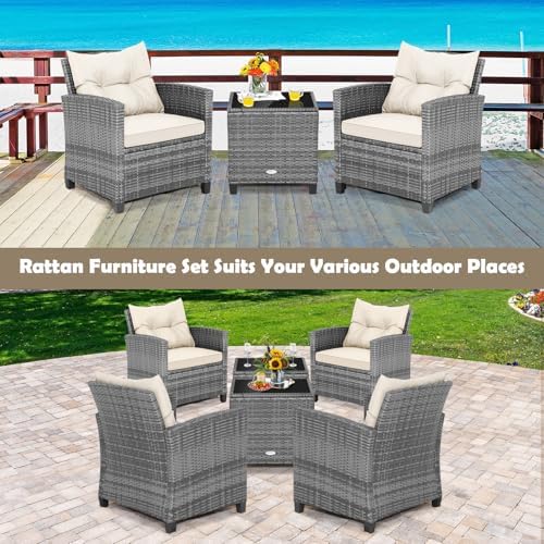 Tangkula 3 Pieces Patio Furniture Set, PE Rattan Wicker 3 Pcs Outdoor Sofa Set - Image 6