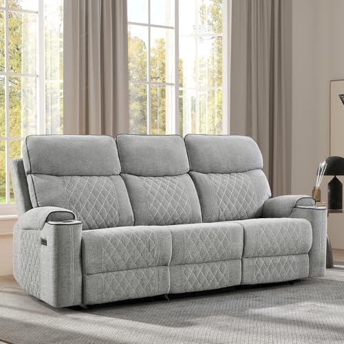 EBELLO Power Reclining Sofa Couch, Fabric Electric Recliner 3 Seater Sofa by EBELLO