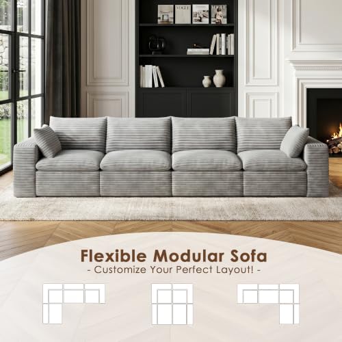 134" Cloud Couch Modular Sectional Sofa, Oversized L-Shaped 4 Seater Deep Seat - Image 5