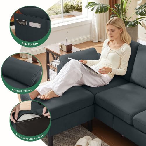 80" L Shaped Couch with Storage, Small Sectional Couches - Image 6