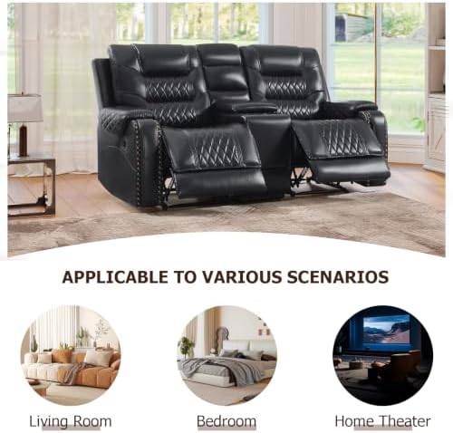 EBELLO 2-Piece Manual Recliner Sofa Set, Faux Leather Adjustable Single - Image 6