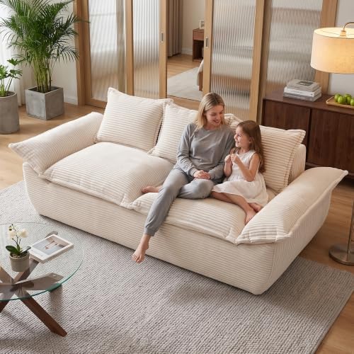 JUIKURY 70" Convertible Corduroy Sofa Bed, Boneless Foldable Loveseat Sleeper by Unknown
