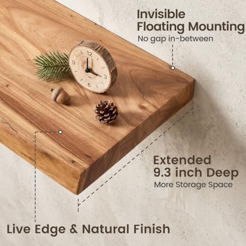 48 inch Floating Shelves for Wall, Elm Wood Live Edge - Image 4