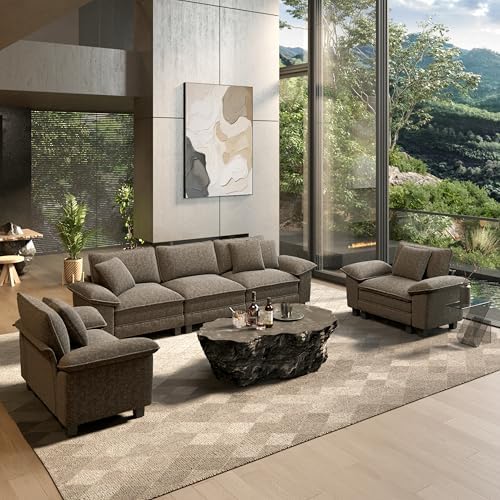 HERA'S HOUSE 3 Pieces Modular Cloud Couch and Chair Set Setional Sofa by HERASHOUSE