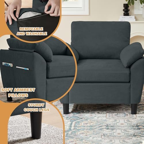 4 Piece Convertible Sectional Sofa Set, Modern Linen Small L Shaped Couch - Image 6