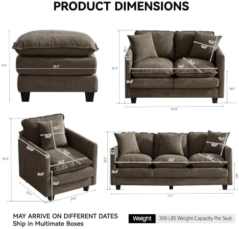 Cloud 2 Pieces Sofa Set, 2+3 Seater Couch, Modern Sofas Sets - Image 2