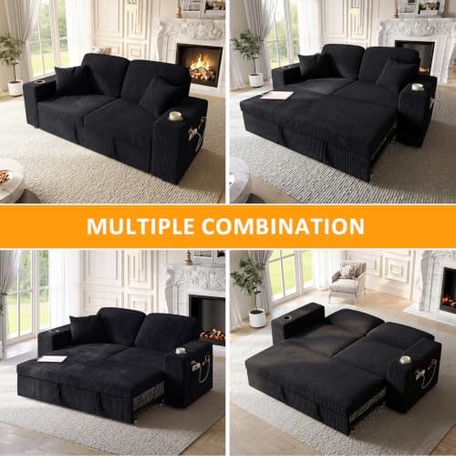 63 Inch Sleeper Sofa Bed, 3 in 1 Pull Out Couch Bed - Image 7