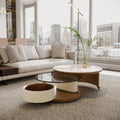 Round Coffee Table for Living Room, Modern Marble Top Expandable Coffee Table by Auvsoce