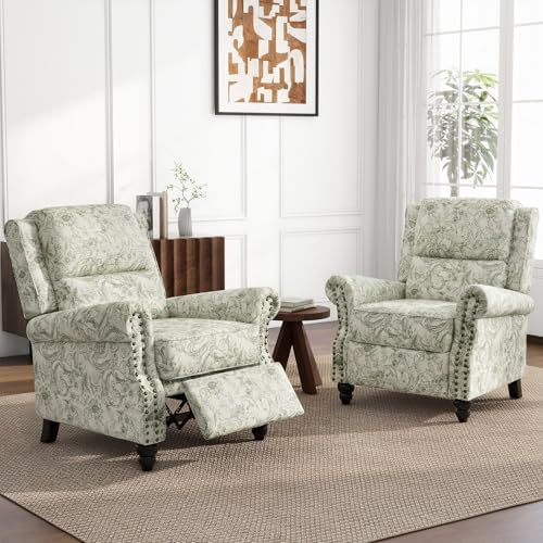 Rococo Pushback Recliner Chair, Fabric Overstuffed Armchair - Image 7
