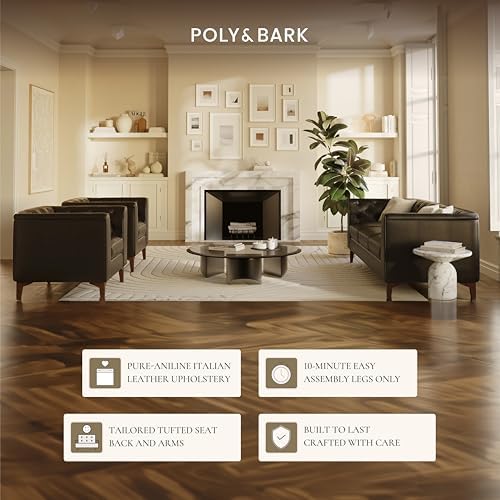 POLY & BARK Essex 89” Full-Grain Italian Leather Sofa – Tufted Back, - Image 6