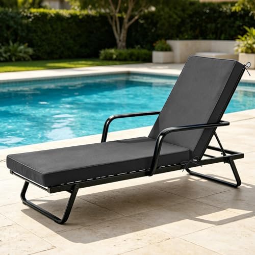 Chaise Lounge Cushions Outdoor, Dark Grey - Image 6