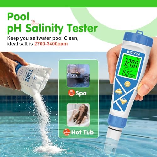 Digital Pool Chlorine pH Salt Water Tester, 8 in 1 Hydrogen ORP TDS - Image 4