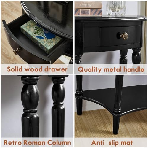 Half Moon Console Table Solid Wood Vintage Entryway Table - Image 6