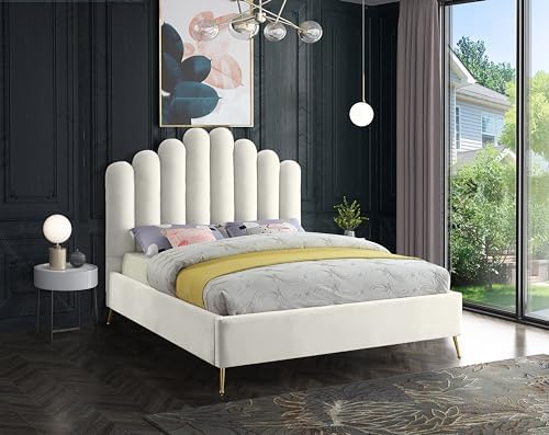 Meridian Furniture Lily Collection Modern | Contemporary Velvet Upholstered Bed - Image 2