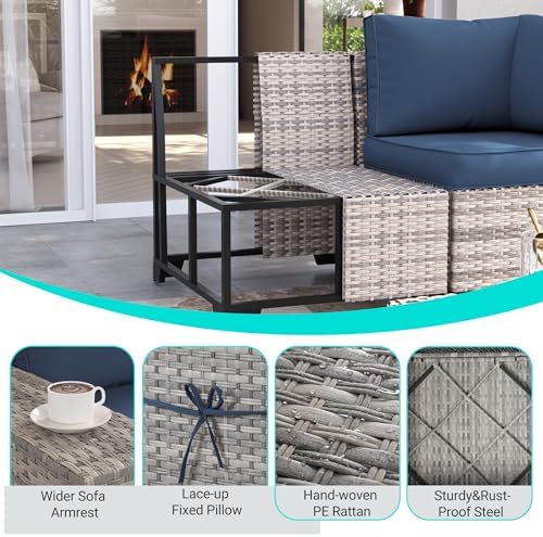 Outdoor Patio Furniture Set PE Wicker Rattan Outdoor Sectional Sofa - Image 4