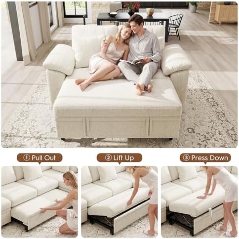 Ihanherry 61" Loveseat Sleeper Sofa, 2-in-1 Pull Out Couch Bed - Image 4