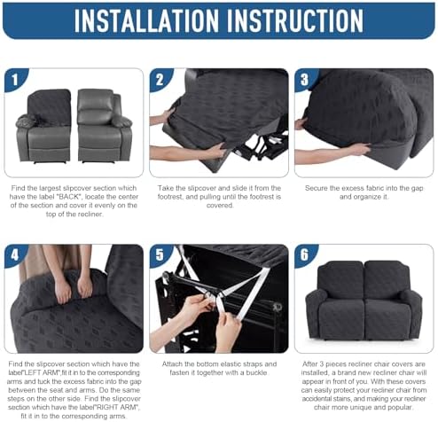 TAOCOCO Recliner Loveseat Cover, Stretch Jacquard Reclining Loveseat Cover - Image 7