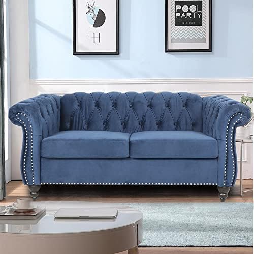 LEVNARY Velvet Sofa, Chesterfield Tufted Upholstered 2 Seater Couch, Modern by LEVNARY