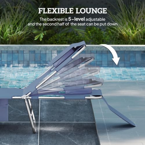 Outsunny Chaise Lounge Chair Outdoor Set of 2 w/Face Arm Hole Gray - Image 4