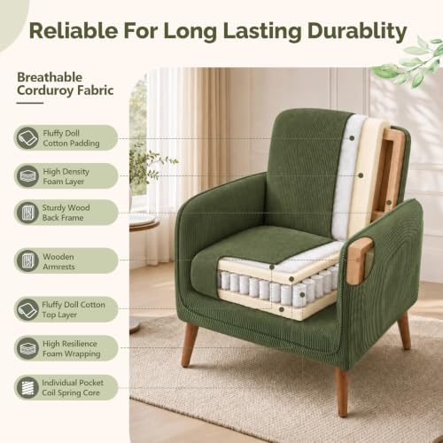 VINGLI Mid Century Modern Low Back Accent Chair - Image 7