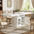 HSH 63" Modern White Faux Marble Dining Table by HOMESWEETHOME