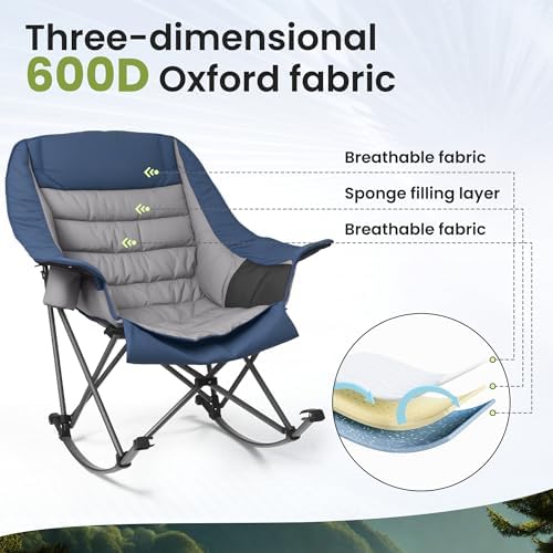 SUNW Oversized 400lbs Foldable Rocking Camping Chair - Image 7