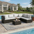 LAFWLL 7 Pieces Outdoor Patio Furniture Sets, Rattan Conversation Sectional Set by LAFWELL