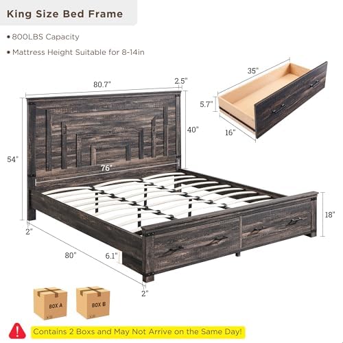 RedLemon 54" Farmhouse King Bed Frame - Image 2