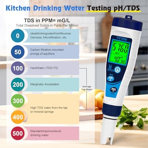YINMIK Salt Meter for Pools & pH Meter, Digital 5 in 1 Salinity Meter - Image 6