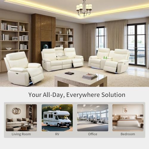 Power Recliner Chair Set, Leather Reclining Sectional Couch - Image 6