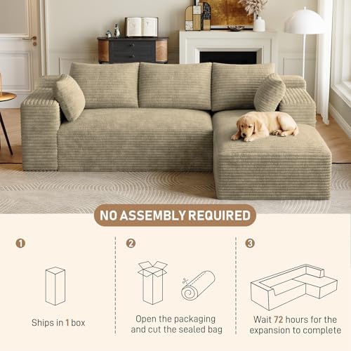 ONEMMLION 96" L-Shaped Cloud Boneless Couch Sofa - Image 6