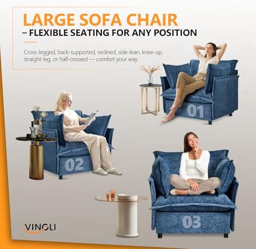 VINGLI 34" Width Oversized Accent Chairs Set of 2, Home Office, Play Room - Image 5