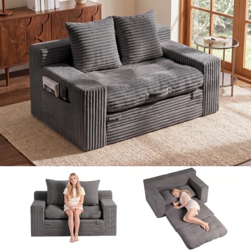 Boneless Couch, 4-in-1 Convertible Sofa Bed, Boneless Loveseat Sleeper by ZIYDILY