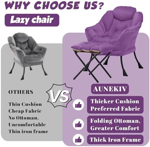 Lazy Chair with Ottoman, Comfy Reading Chair - Image 3