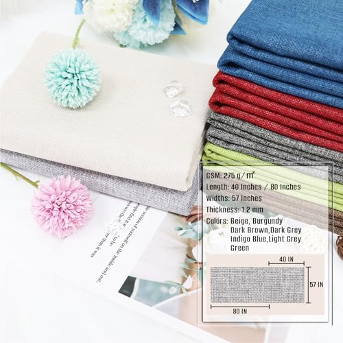 Heavy Linen Fabric 40x57 Inches, 1.2mm Thickness, Plain Solid Color Cloth - Image 4