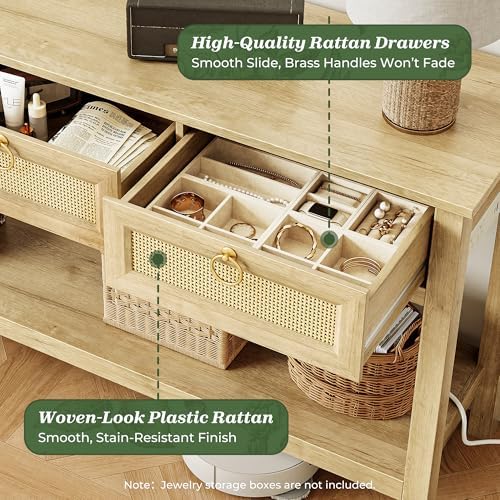 SUPERJARE Rattan Console Sofa Table - Image 6