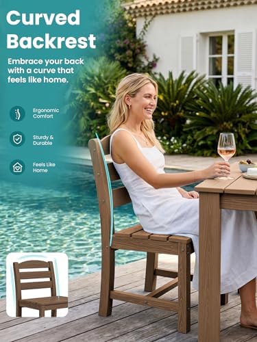 SERWALL Outdoor HDPE Armless Dining Chairs Set of 2, All-Weather Use - Image 5