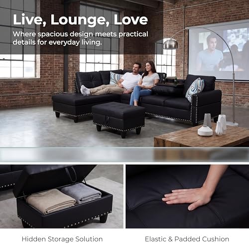 Faux Leather Sectional Couches for Living Room - Image 4