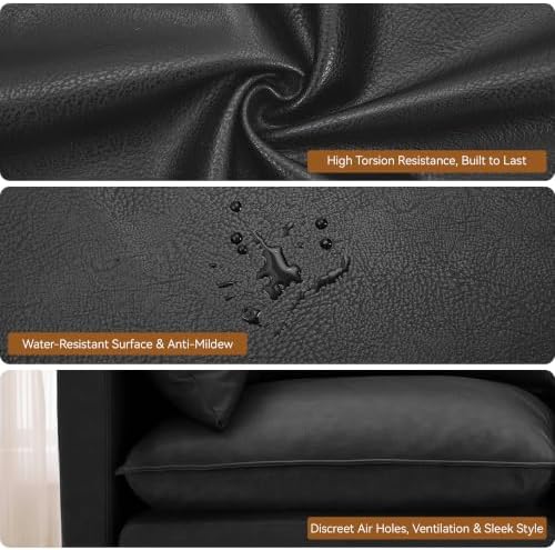 27" Black Faux Leather Storage Ottoman, Large Square Footrest - Image 4