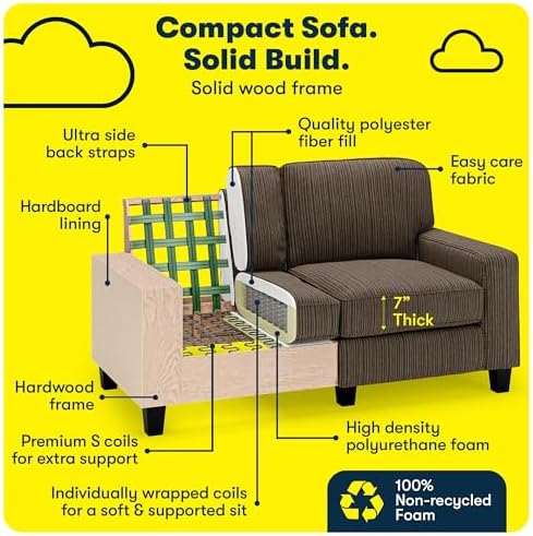 Serta Palisades 61" Track Arm Sofa, Easy Care Polyester, Soft Pillow Back - Image 5