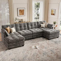 116.5" Modular Sectional Cloud Couch, U Shaped Tufted Sofa by Unknown