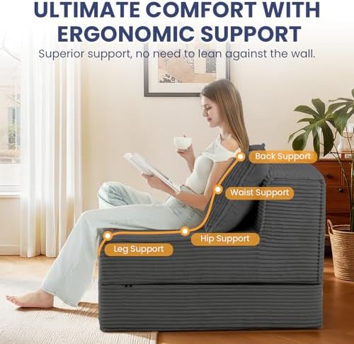 Erament Folding Sofa Bed, Portable Floor Couch Lounge Sofa - Image 5