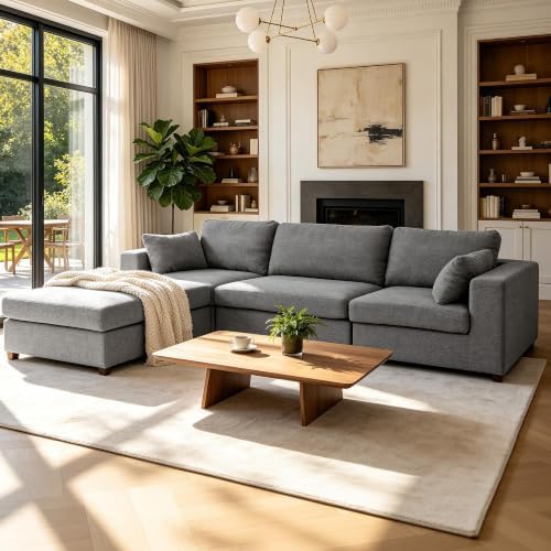 Oversized Modular Sectional Sofa, Light Grey by Atrtivoent
