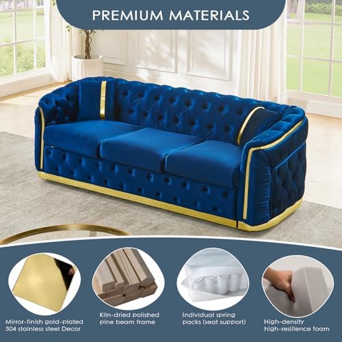 84.6" Mid Century Modern 3 Seater Chesterfield Sofa Couch - Image 6