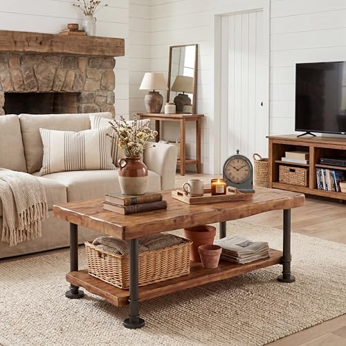 47.2" Rustic Solid Wood Coffee Table - Image 6