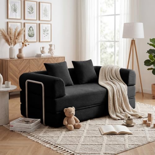 53.15'' Convertible Compressed Corduroy Folding Cloud Sofa Bed, Modern Boneless by GORGENIUS