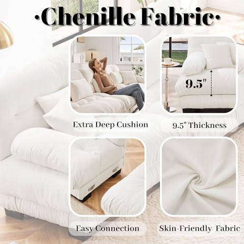 Modular Sectional Sofa for Living Room, Oversized 3 Seater White Sectional - Image 4
