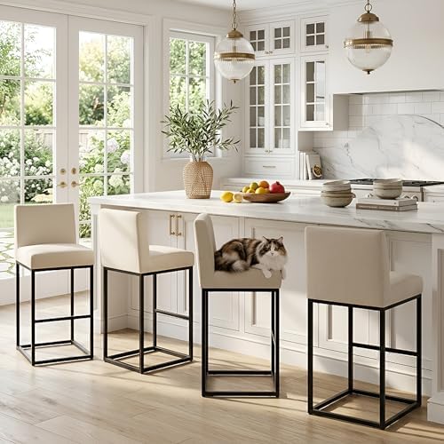 VESCASA Linen 31 inches Bar Height Bar Stools - Image 3